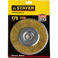 Щетка дисковая для УШМ STAYER Professional 35122-175, Щетка дисковая для УШМ , 175 мм, витая стальная латунированная проволока 0 мм