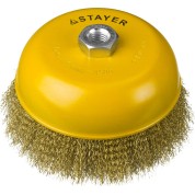 Чашечная щетка-крацовка для УШМ STAYER Professional 35125-150, Чашечная щетка-крацовка для УШМ , 150 мм, витая стальная латунированная проволока 0 мм