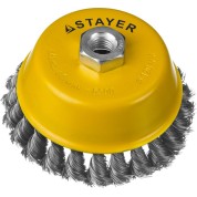 Чашечная щетка-крацовка для УШМ STAYER Professional 35128-120, Чашечная щетка-крацовка для УШМ , 120 мм, жгутированная стальная проволока 0 мм