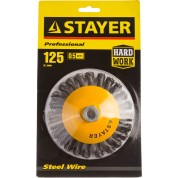 Коническая щетка-крацовка для УШМ STAYER Professional 35135-125, Коническая щетка-крацовка для УШМ , 125 мм, жгутированная стальная проволока 0 мм