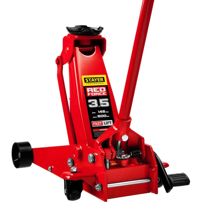 Подкатной домкрат с быстрым и высоким подъемом для СТО STAYER F-35 RED FORCE Professional 43155-3.5,3.5 т,145-500 мм