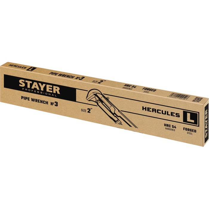Трубный ключ с прямыми губками STAYER Hercules-L 27331-3, Трубный ключ с прямыми губками , №3, 2&Prime;, 560 мм