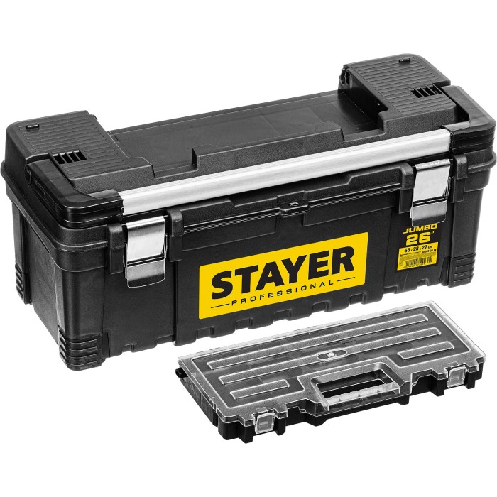 Пластиковый ящик для инструментов STAYER Professional 38003-26, Пластиковый ящик для инструментов , JUMBO-26, 650 x 280 x 270 мм