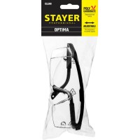 Защитные очки STAYER OPTIMA открытого типа прозрачные моностекло с дополнительной боковой защитой 2-110451