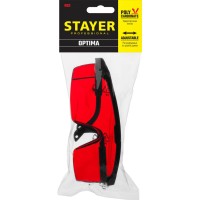 Защитные очки STAYER OPTIMA открытого типа красные моностекло с дополнительной боковой защитой 2-110457