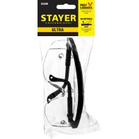 Защитные очки STAYER ULTRA открытого типа прозрачные моностекло с боковой защитой 2-110481