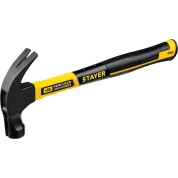 Молоток-гвоздодёр столярный с фиберглассовой рукояткой STAYER Hercules-M 2027-450, Молоток-гвоздодёр столярный с фиберглассовой рукояткой Professional , 450 г