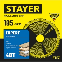 Пильный диск по дереву STAYER Expert 3682-185 3682-185-30-48, Пильный диск по дереву точный рез -30-48, 185 x 30/20 мм, 48Т