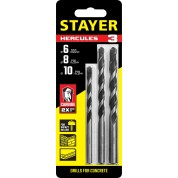 Набор сверл по бетону STAYER Hercules Professional 2915-H3, 3 шт: d 6-8-10 мм