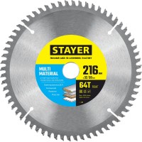 Пильный диск по алюминию и пластику STAYER Multi 3685-216 3685-216-32-64, Пильный диск по алюминию и пластику Material супер чистый рез -32-64, 216 х 32/30 мм, 64Т