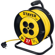 Силовой удлинитель на катушке STAYER 55070-30 55070-30, Силовой удлинитель на катушке , S-225, 2 х 2 мм2, 30 м, 3750 Вт