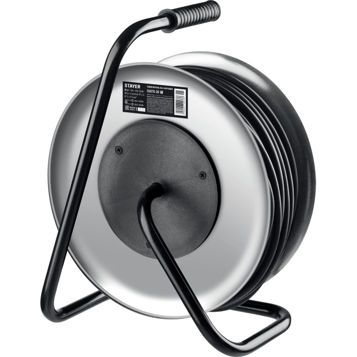 Силовой удлинитель на стальной катушке STAYER 55076-30 55076-30, Силовой удлинитель на стальной катушке , PRO-325, 3 х 2 мм2, 30 м, 4000 Вт, IP44