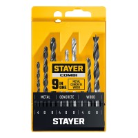 Набор комбинированных сверл STAYER 29720-H9, Combi 9 предметов