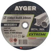 Диск режущий по металу MCD23019 AYGER (230х1,9х22мм)