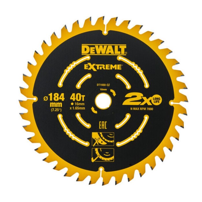 Пильный диск DeWALT DT1668, 184x16 мм