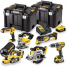 Набор бесщеточных аккумуляторных инструментов DeWALT DCK665P3T: дрель-шуруповерт, лобзик, циркулярная пила, рубанок, реноватор-мультитул, фонарь, 3 Акб, ЗУ, 2 кейса TSTAK