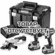 Набор аккумуляторный DEWALT, 18 В: дрель-шуруповерт DCD796, шуруповерт DCF887 и УШМ DCG412, с 2 АКБ 5 Ач и ЗУ, в кейсе TSTAK, DCK383P2T
