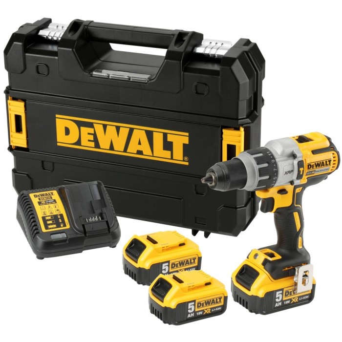 Аккумуляторная дрель-шуруповерт DeWALT DCD996P3, 18 В, с 3 АКБ 5 Ач и ЗУ, в кейсе TSTAK