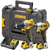 Набор аккумуляторный DEWALT DCK2110L2T, 12 В: дрель-шуруповерт DCD701 + шуруповерт DCF801, с 2 АКБ 3 Ач и ЗУ, в кейсе TSTAK