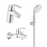 Готовый набор для ванной, GROHE Eurosmart New, смесители для ванны, раковины, душевой набор, хром