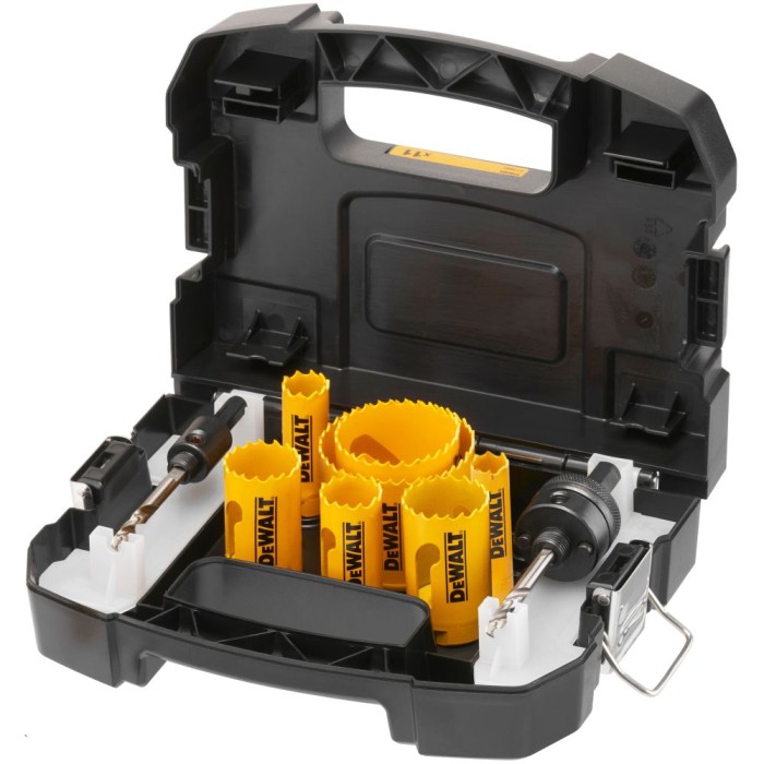 Набор коронок по мультиматериалу и пилотных сверл DeWALT DT90354 16-64 мм в кейсе (11шт)