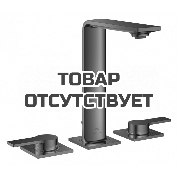 Смеситель для раковины GROHE Allure на 3 отверстия, с донным клапаном, M-Size, темный графит глянец 