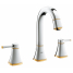 Смеситель для раковины GROHE Grandera на 3 отверстия, с донным клапаном и высоким изливом, хром/золото 