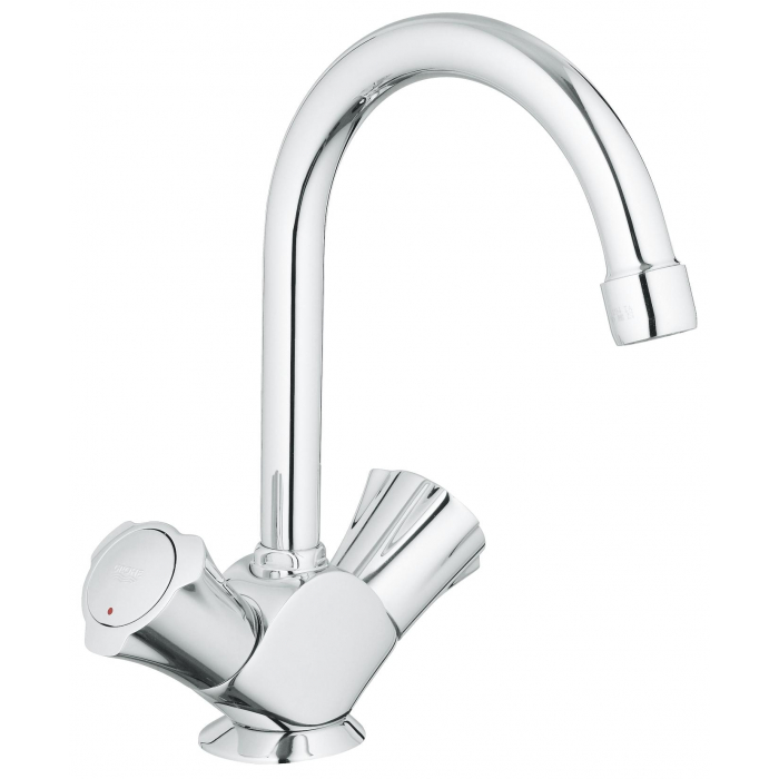 Смеситель для раковины GROHE Costa L с донным клапаном и высоким С-изливом, хром 