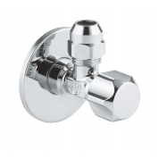Угловой вентиль GROHE с металлической розеткой и уплотнительным кольцом, 1/2&quot;*3/8&quot;, хром 
