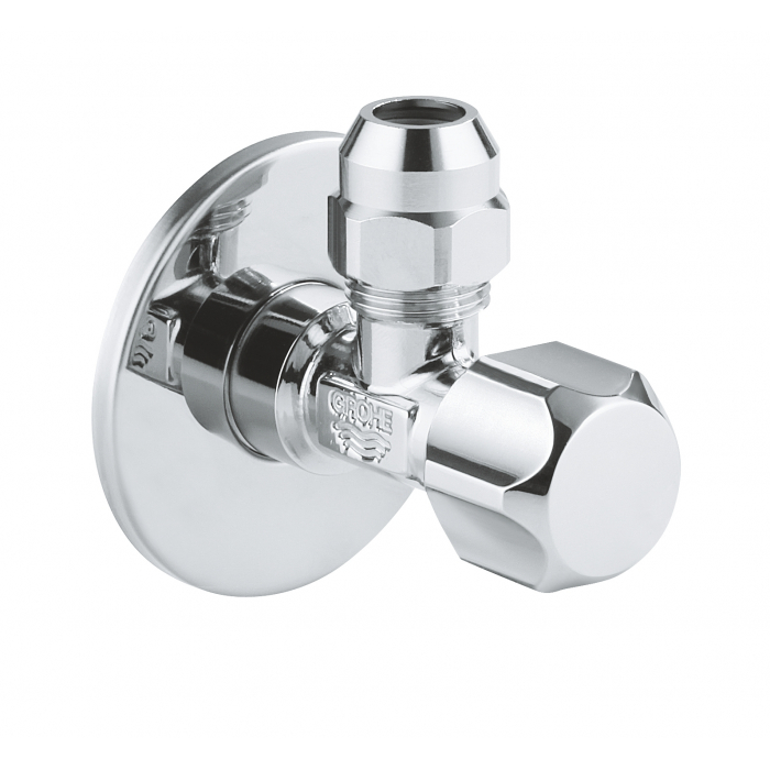 Угловой вентиль GROHE с металлической розеткой и уплотнительным кольцом, 1/2&quot;*3/8&quot;, хром 