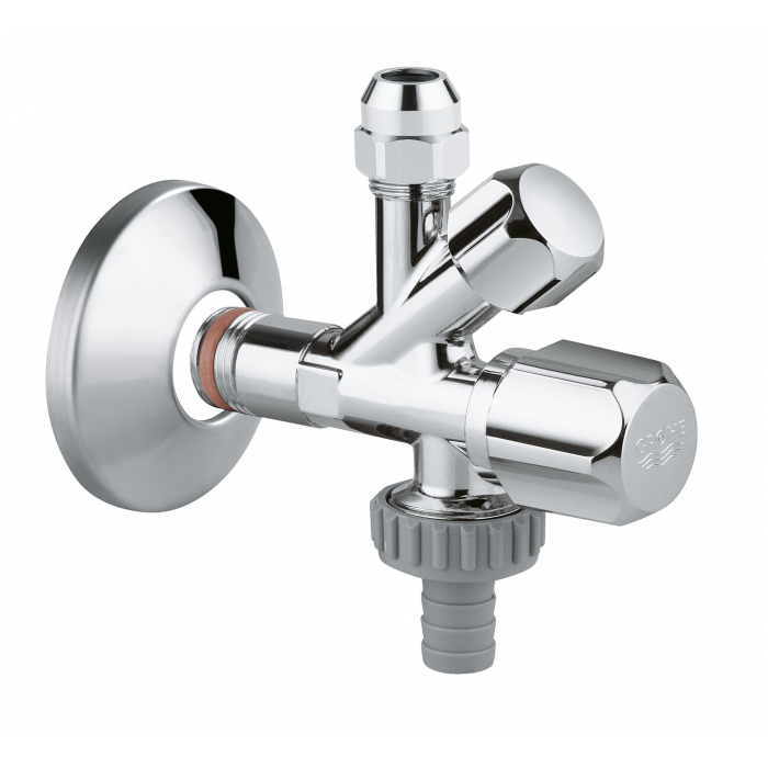 Вентиль угловой GROHE комбинированный 1/2″-3/8″ для подключения смесителей, хром 