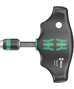 Отвёртка-битодержатель Т-образная WERA 416 R с патроном Rapidaptor, 1/4" x 45 мм, для бит с 6-гранным хвостовиком 1/4" С 6.3, E6.3 023404