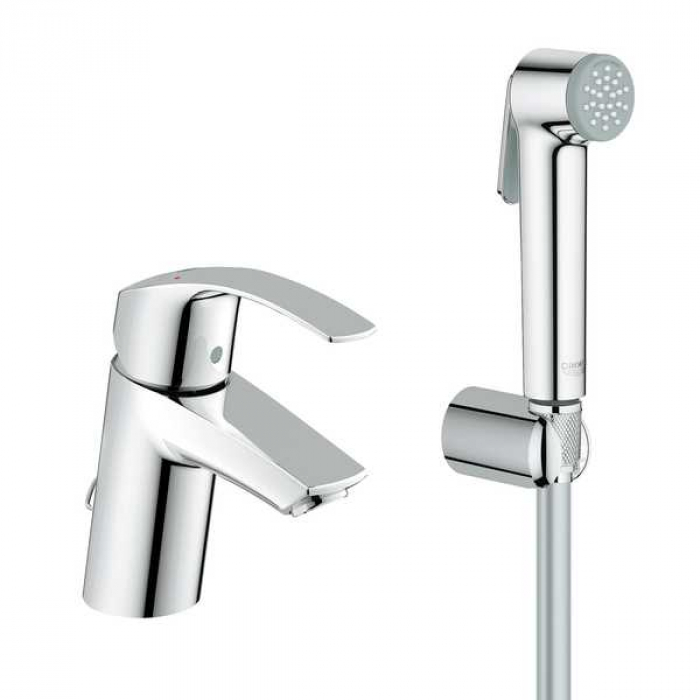 Смеситель для раковины GROHE Eurosmart с цепочкой и гигиеническим душем, хром 