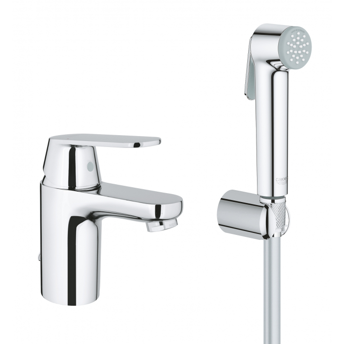 Смеситель для раковины GROHE Eurosmart Cosmopolitan с цепочкой и гигиеническим душем, S-Size, хром 