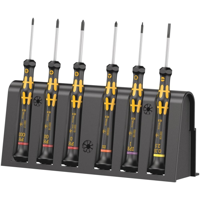 Набор отвёрток WERA 1550/6 ESD Kraftform Micro антистатических прецизионных 6 пр., PH/SL/IPR/Microstix 030180
