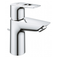 Смеситель для раковины GROHE BauLoop с ограничителем температуры и рычажным донным клапаном, S-Size, хром 