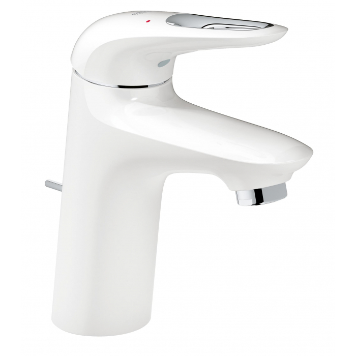 Смеситель для раковины GROHE Eurostyle с донным клапаном и энергосберегающим картриджем, белая луна 
