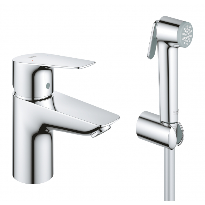 Смеситель для раковины GROHE BauEdge с гигиеническим душем, хром 