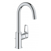 Смеситель для раковины GROHE BauLoop с ограничителем температуры и рычажным донным клапаном, L-Size, хром 