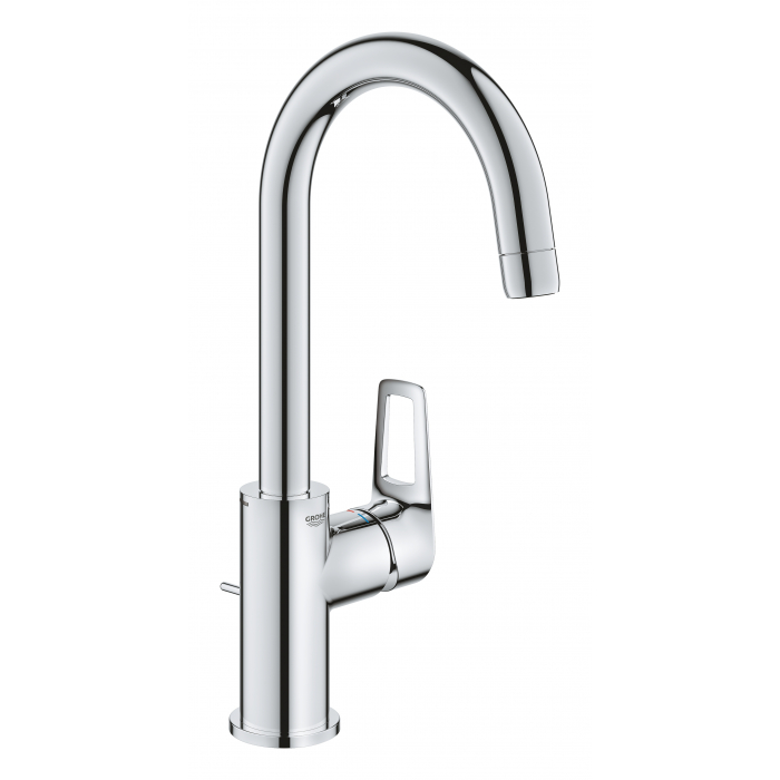 Смеситель для раковины GROHE BauLoop с ограничителем температуры и рычажным донным клапаном, L-Size, хром 