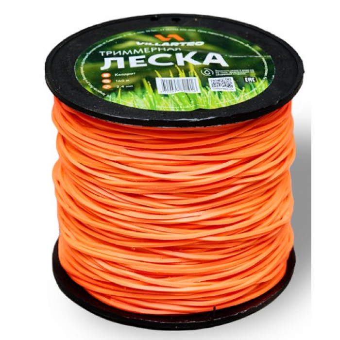 Леска триммерная Villartec KV000024160 кв.сечения 2,4 мм*160 м