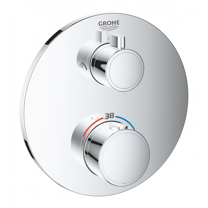 Внешняя часть термостата для душа GROHE Grohtherm на 2 потребителя, круглая, хром 