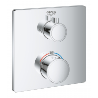 Внешняя часть термостата для душа GROHE Grohtherm на 2 потребителя, квадратная, хром 