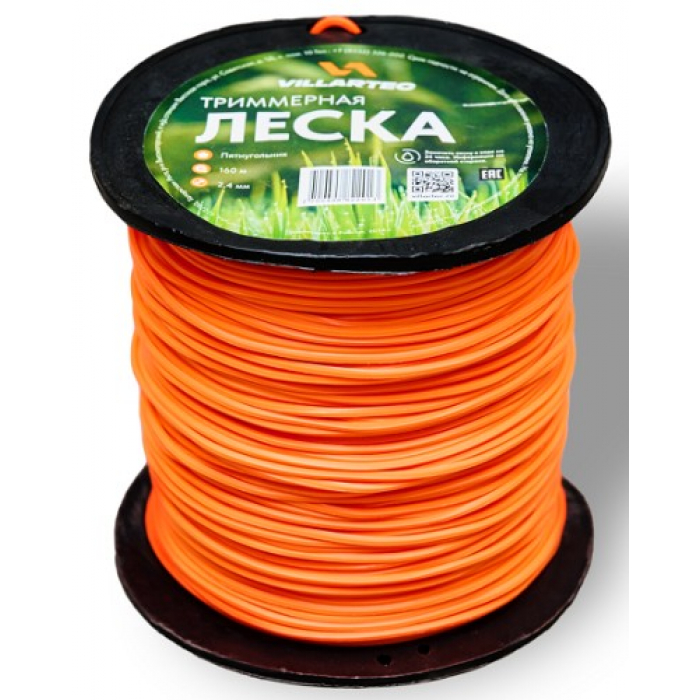Леска триммерная Villartec Z0000024160 пятиуг.сечения 2,4 мм*160 м