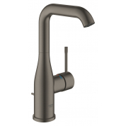 Смеситель для раковины GROHE Essence с донным клапаном, L-Size, темный графит матовый 