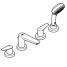 Смеситель для ванны GROHE BauEdge на 4 отверстия, на край ванны, хром 