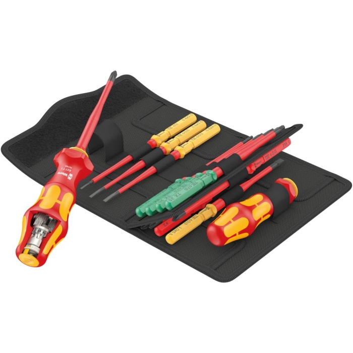 Набор насадок WERA Kraftform Kompakt Turbo i Imperial 1 VDE Tool Finder с 2 отвёртками-битодержателями, 16 пр. 006641