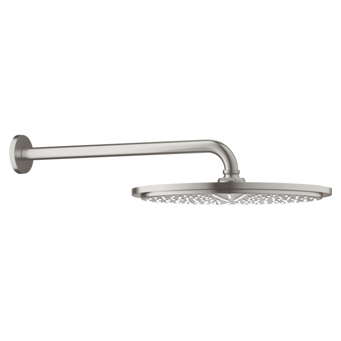 Верхний душ с душевым кронштейном 380 мм, 1 режим струи, GROHE Rainshower Cosmopolitan 310, суперсталь (26066DC0)