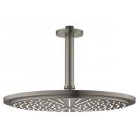 Верхний душ с потолочным душевым кронштейном 142 мм, 1 режим струи, GROHE Rainshower, темный графит матовый