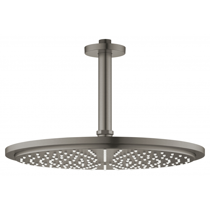 Верхний душ с потолочным душевым кронштейном 142 мм, 1 режим струи, GROHE Rainshower, темный графит матовый
